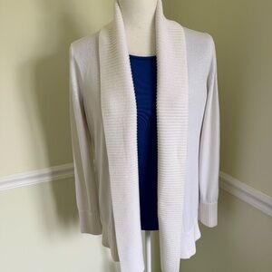 INC International Concepts White Open-Front Cardigan